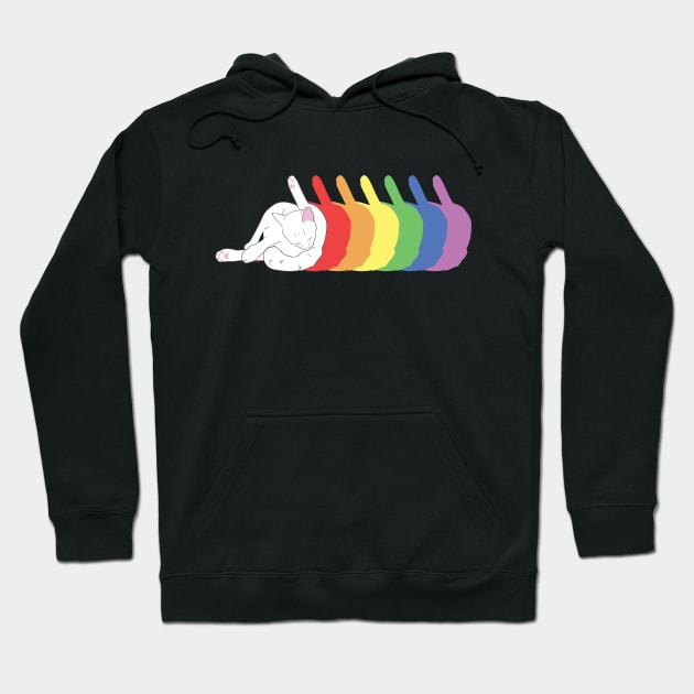 Cat butt licking rainbow Hoodie by DoctorBillionaire